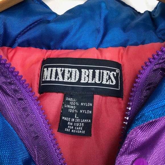 Vintage 1990s Women's Bomber Jacket Winter Puffer Coat Purple Size Large - Picture 2 of 7